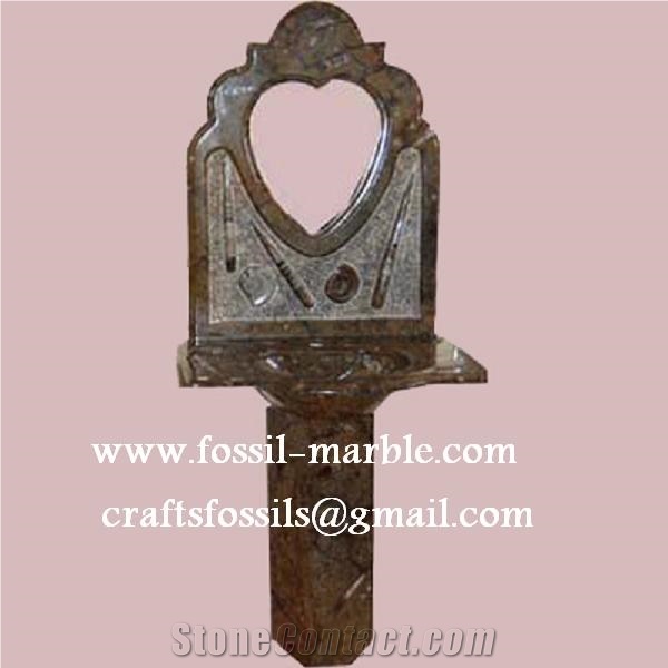 Fossil Brown Limestone Pedestal Basin