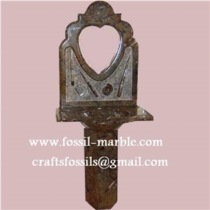 Fossil Brown Limestone Pedestal Basin