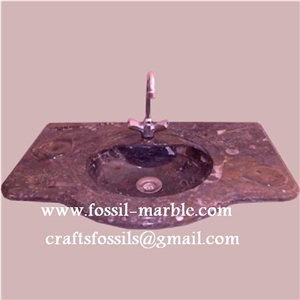 Fossil Brown Limestone Pedestal Basin