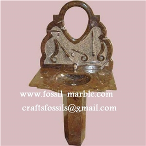 Fossil Brown Limestone Pedestal Sink Fossil Brown Limestone Pedestal Sink