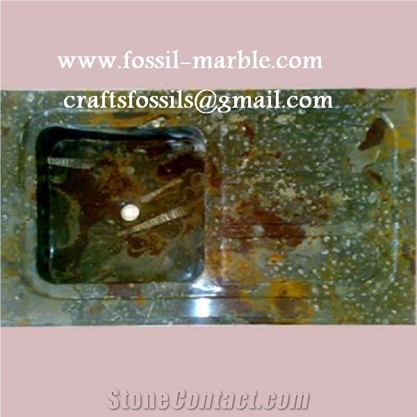 Fossil Brown Limestone Sink