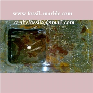 Fossil Brown Limestone Sink