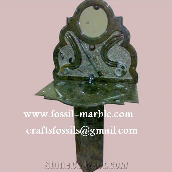 Fossil Brown Limestone Sink