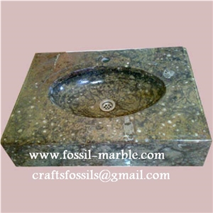 Fossil Brown Limestone Sink