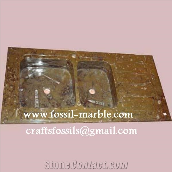 Fossil Brown Limestone Sink
