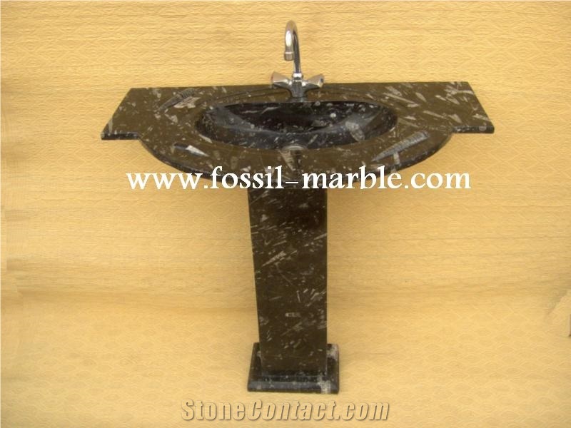 Fossil Brown Limestone Vanity Tops, Fossil Limestone Brown Marble Vanity Tops