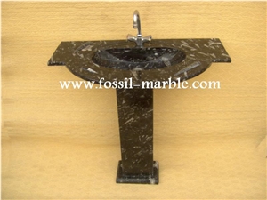 Fossil Brown Limestone Vanity Tops, Fossil Limestone Brown Marble Vanity Tops