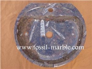 Fossil Brown Limestone Wash Basin, Fossil Limestone Brown Marble