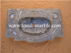 Fossil Brown Limestone Wash Basin, Fossil Limestone Brown Marble