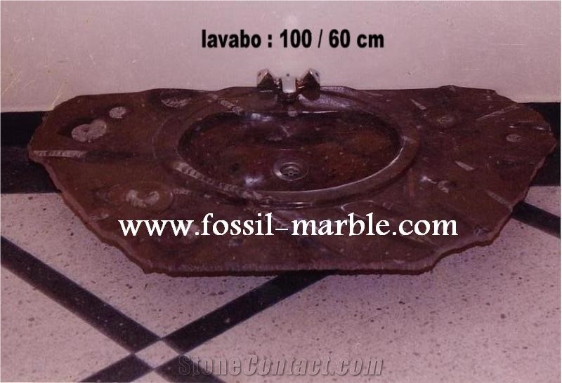 Fossil Brown Limestone Wash Basin