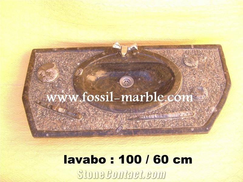Fossil Brown Limestone Wash Basin