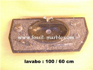 Fossil Brown Limestone Wash Basin