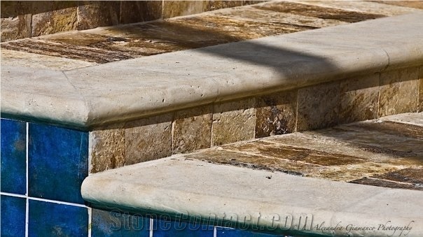 Beige Travertine Pool Coping