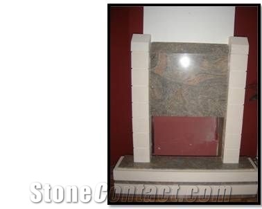Limestone with Granite Fireplace Dcff016