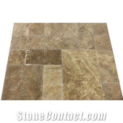 French Pattern Noce Travertine Chiseled Edge
