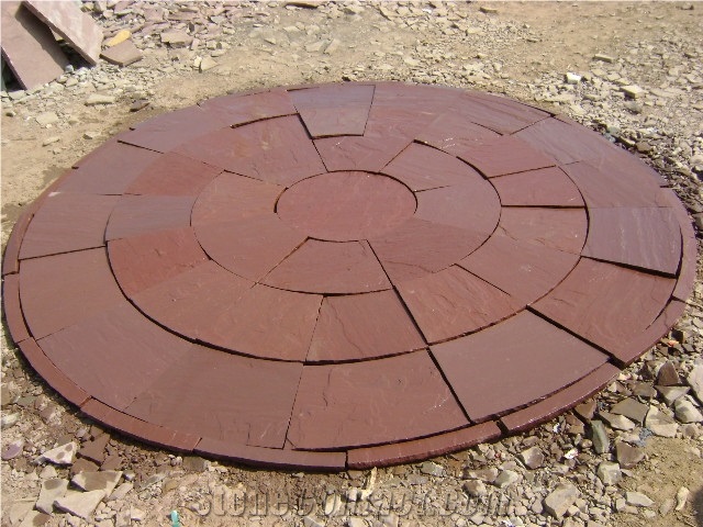 Red Sandstone Circle Pavement
