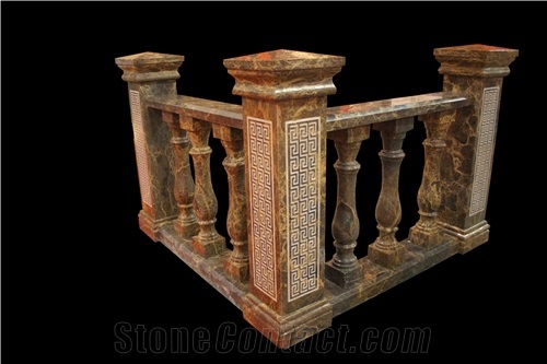 Golden Dragon Brown Marble Balustrade Railings