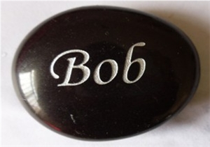 Black Granite Engraved Pebble Stone Name Plate, Black Granite Name Plates