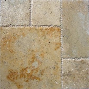 Golden Rustic Brushed Travertine Versailles Pattern Tile Golden Rustic Brushed Travertine Versailles Pattern Tile