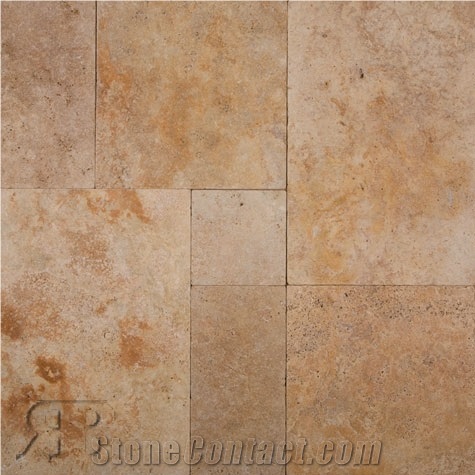 Golden Sienna Travertine Tumbled Versailles Pattern