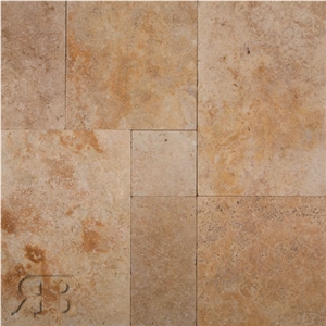 Golden Sienna Travertine Tumbled Versailles Pattern Golden Sienna Travertine Tumbled Versailles Pattern