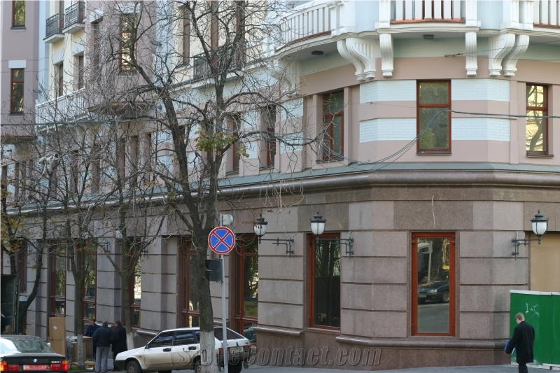 Flower Of Ukraine Granite Facing Front Walling, Pink Granite Walling