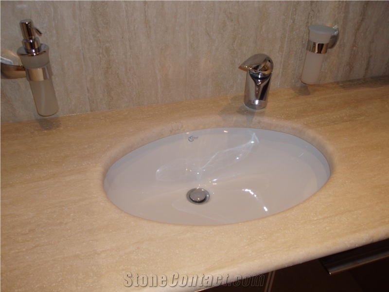 Travertino Classic Light Vanity Top,beige Travertine Vanity Top