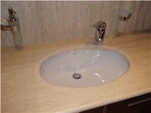 Travertino Classic Light Vanity Top,beige Travertine Vanity Top