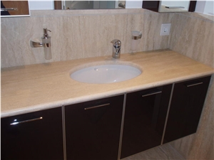 Travertino Classic Vanity Top, Beige Travertine Vanity Top