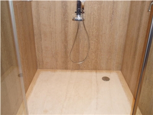 Travertino Oniciato Chiaro Venato Honed Shower Tray