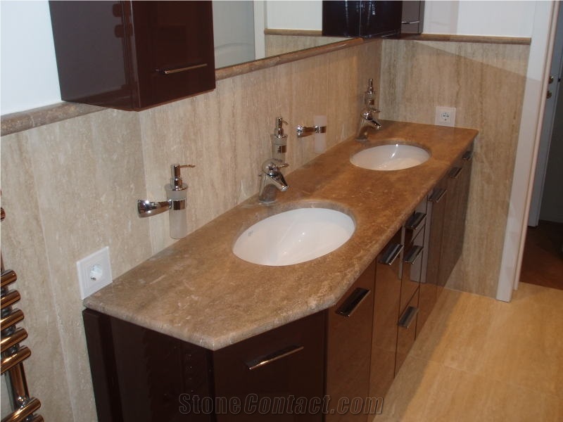 Travertino Oniciato Chiaro Venato Vanity Top