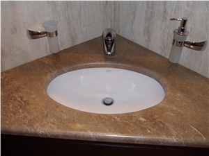 Travertino Oniciato Scuro Vanity Top,beige Travertine