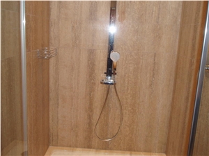 Travertino Oniciato Scuro Venato Shower Tray