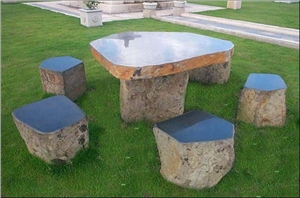 Bench&Table Basalt, Black Basalt Bench