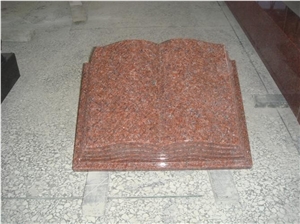 Indian Red Granite Book Shape Slant Monuments