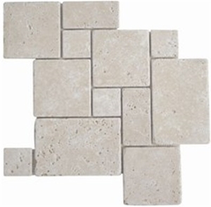 Ivory Travertine Mosaic Pattern