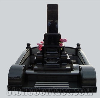 Absolute Black Granite Japanese Style Monument