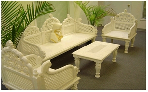 White Marble Sofa Set,Table and Bench