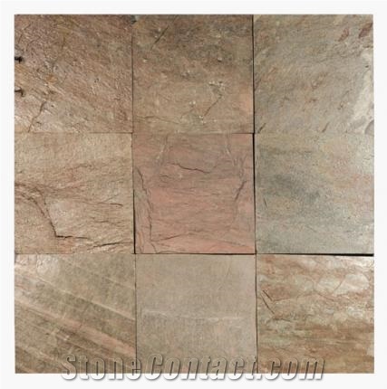Copper Slate Slabs & Tiles, India Brown Slate
