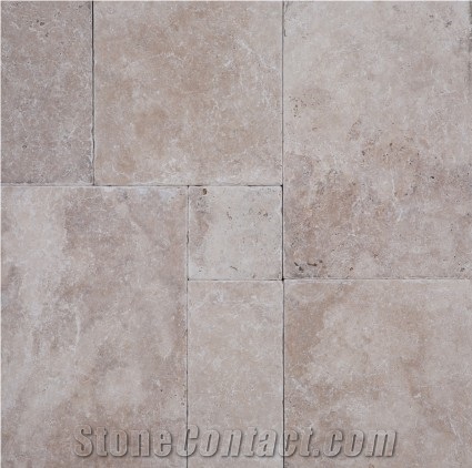 Cafe Light Travertine Tumbled Versailles Pattern