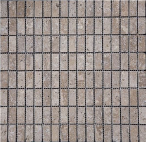 Noce Tumbled Travertine Brick Mosaic