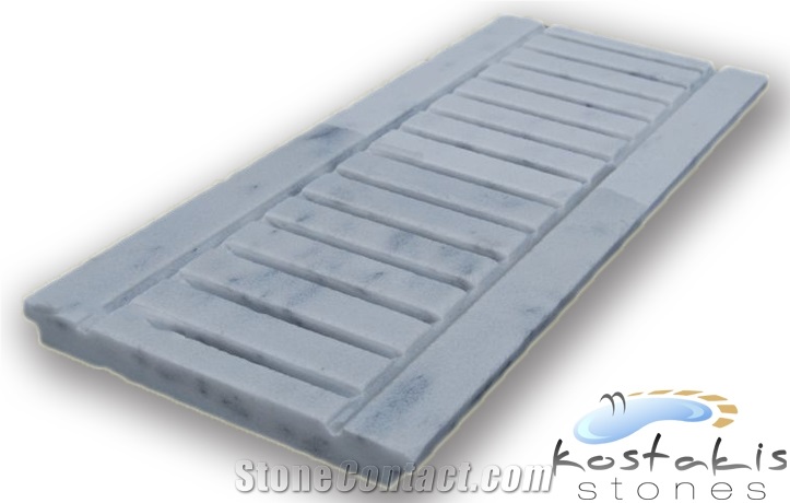 Kavala White Marble Drain Grate