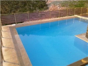 Overflow Set, California Beige Limestone Pool Coping