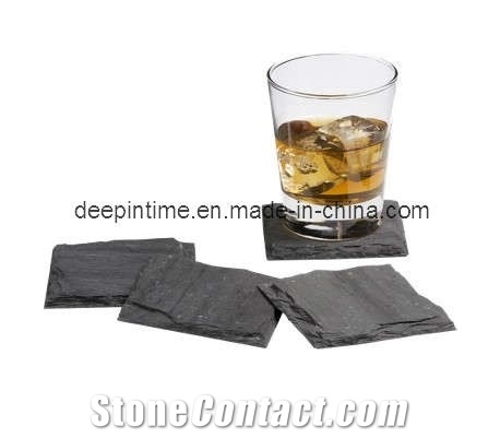Black Slate Coaster Tray