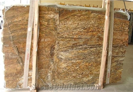Golden Ray Granite Slab, Brazil Yellow Granite