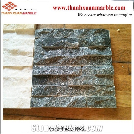 Stacked Black Basalt Ledge Stone