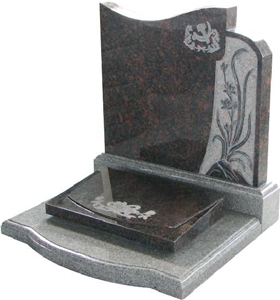 European Tombstone, Monument, Tan Brown Granite Tombstone