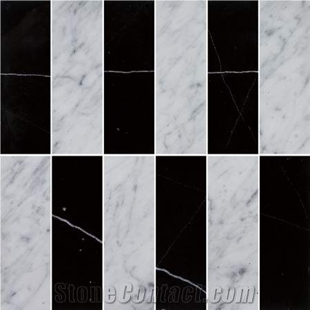 Marble Mosaic Tiles, Flooring, Wall Tile, Nero Marquina Black Marble Mosaic