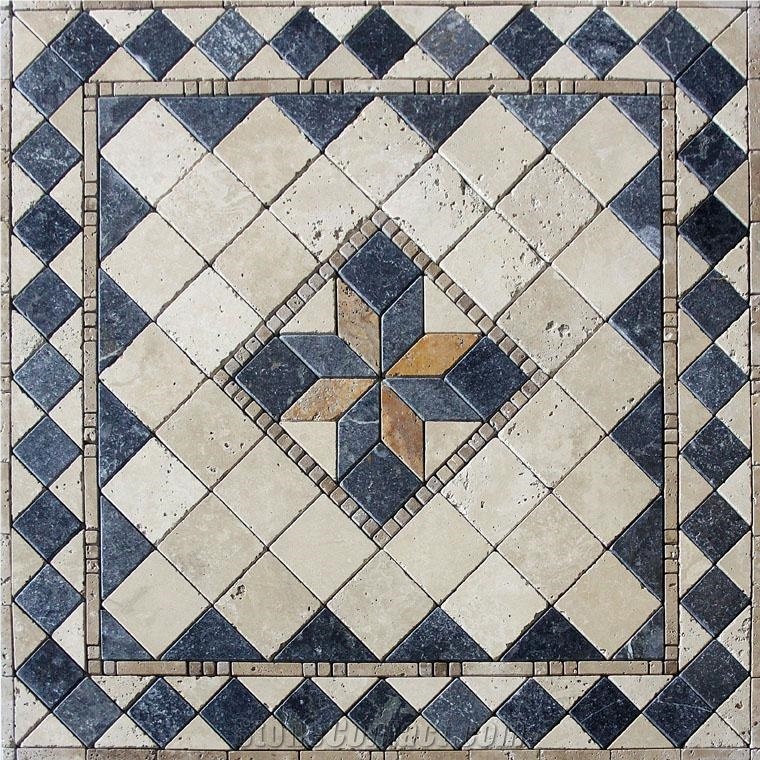 Antares Travertine Mosaic Medallion