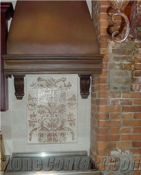 Botticino Tumbled Beige Marble Hood and Corbels